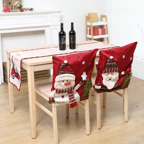 Christmas Chair Cover Dinner Dining Table Santa Claus Snowman Red Cap Ornament Chair Back Covers Christmas Decoration