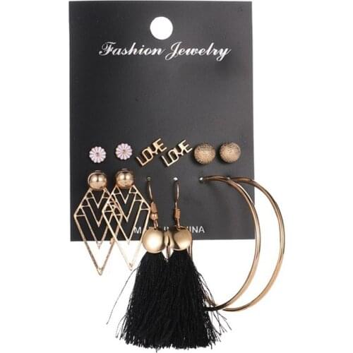 New Arrival Womens Earrings Set Pearl Earrings For Women Bohemian Fashion Jewelry 2021 Geometric Crystal Heart Stud Earrings