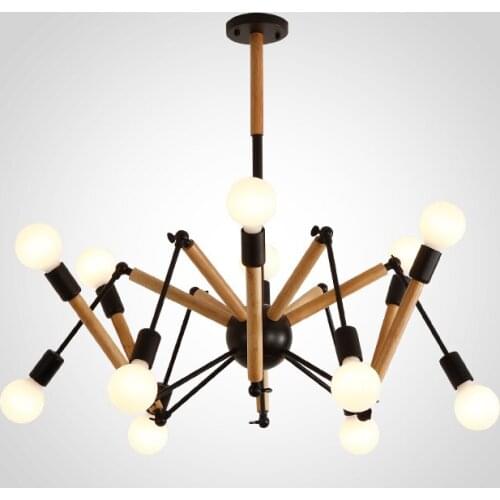 Nordic decorations wood Spider Pendant Light Vintage industrial Nordic Loft Retro antique restaurant dining Pendant Lamp