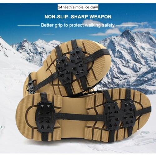 1 Pair 24 Teeth Crampons Ice Gripper Anti-Slip Shoes Spike Grips Cleats Winter Outdoor Climbing Snow Over Shoes Covers Crampons
