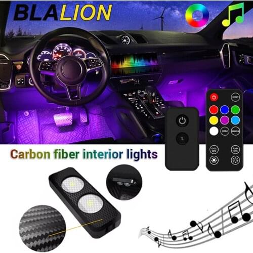 Carbon Fiber Car Interior Lights RGB LED Strip 12V Foot Ambient light Split design Music Control Auto Decorative Atmosphere Lamp