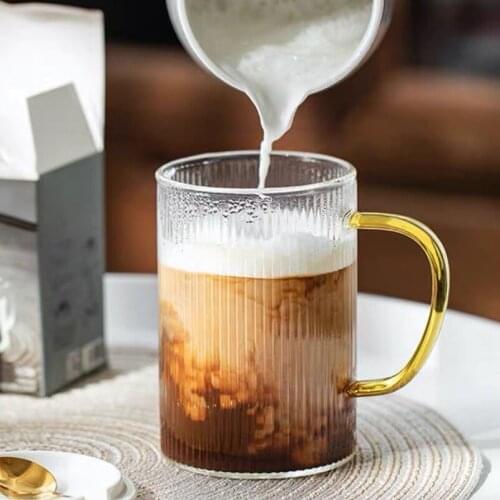 Heat-Resistant Microwave Oven Glass Coffee With Lid Transparent Household Handle High Temperature Large Capacity Water Cup