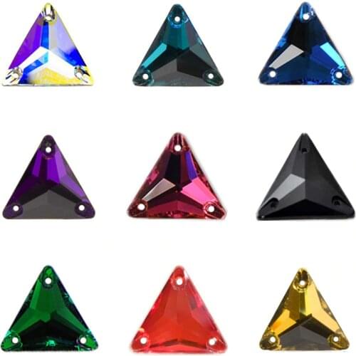 YANRUO 3270 Triangle DIY Sewing Crystal Strass Sew On Stones Glass Beads Flat Back Rhinestone Sewn For Clothing