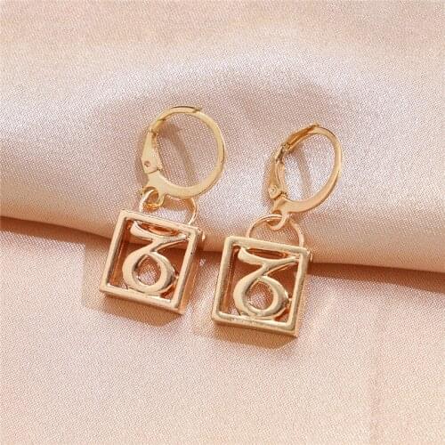 Yobest New Fashion Punk Vintage Gold Color 12 Constellation Drop Earrings for Women Leo Libra Aries Earrings Birthday Gift