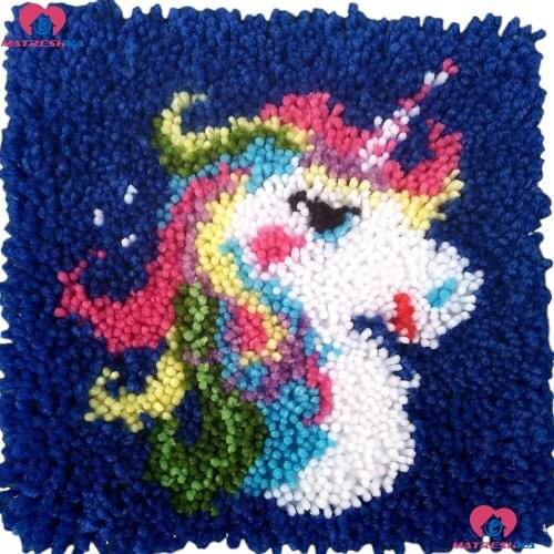 Diy Latch Hook kits Cushion Unicorn Handmade 3d Printed Canvas Foamiran for crafts Home decor cross stitch pillow accessories