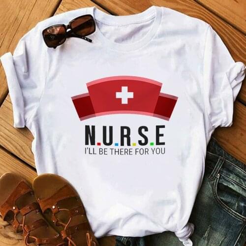 Women T-shirt nurse letter print T-shirt Female Funny short-sleeved summer 90s Ullzang Harajuku graphic T-shirt Tops Girl
