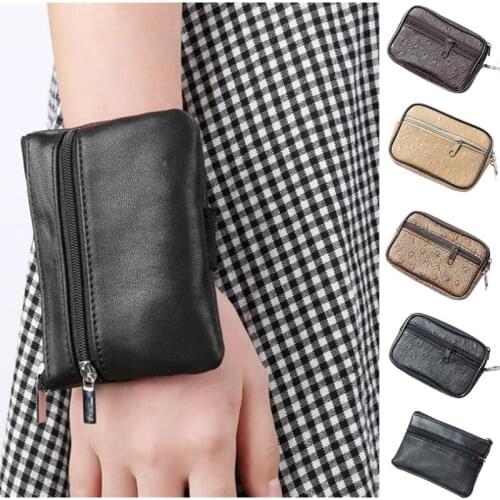 Women Small Coin Purse Change Purses for Women Genuine Leather Wrist Bag Sleeve Mini Zipper Pouch with Key Holder sac femme