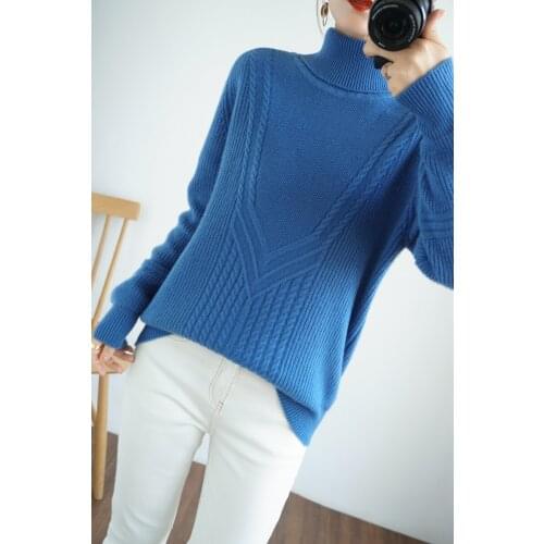 KOIJINSKY 2021 pure wool autumn winter top womens high Lapel sweater knitted sweater