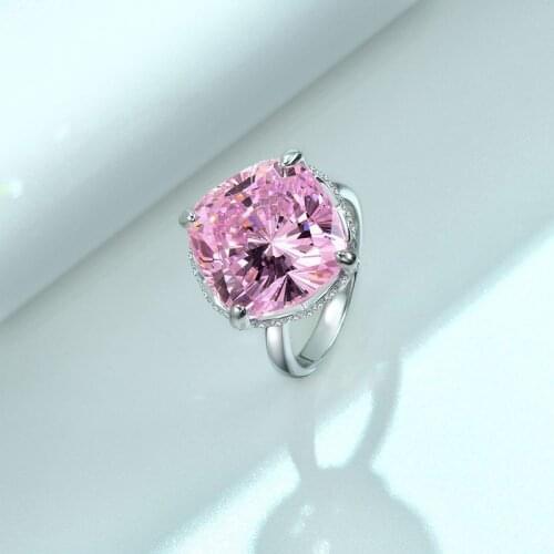 Trendy 100% 925 Sterling Silver Rings Cut Pink High Carbon Diamond Gemstone Wedding Engagement Party Ring For Women Fine Jewelry