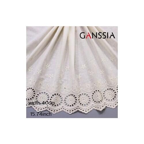 1Yard Width: 40cm,Hollowed-out flowers cotton embroidered mesh lace dress shoelace decoration DIY sewing accessories (SS-1027)