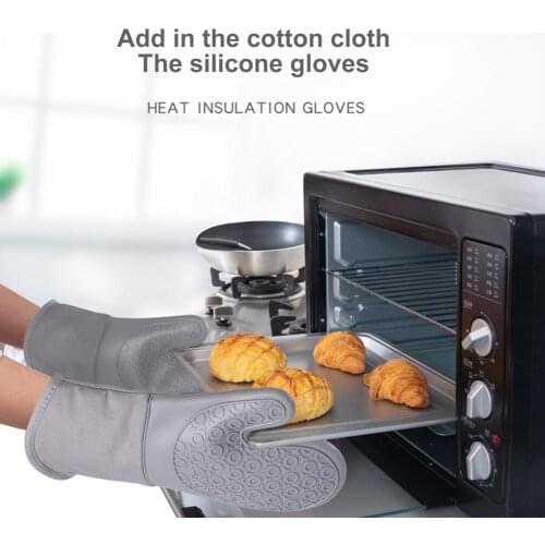 1 Pair Multifunctional Heat Resistant Silicone Non-slip Oven Pot Microwave Gloves Potholder for Restaurant