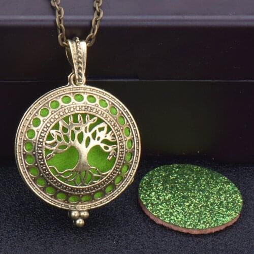 10Pcs/Lot Bronze Color Aroma Retro Necklace Antique Locket Pendant Magnetic Perfume Essential Oil Diffuser Locket Aromatherapy