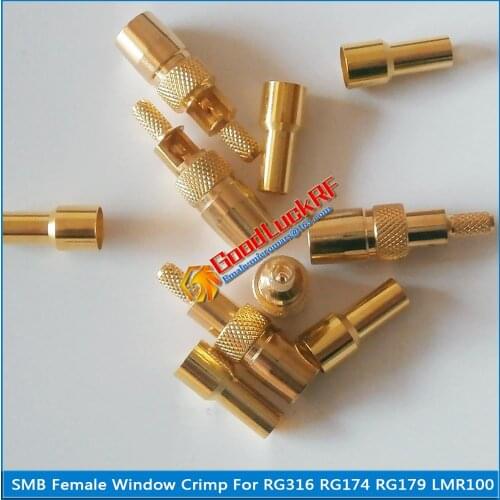 10X Pcs/lot High-quality RF Connector SMB Female Window Plug Crimp for RG174 RG179 RG316 LMR100 Cable Coaxial