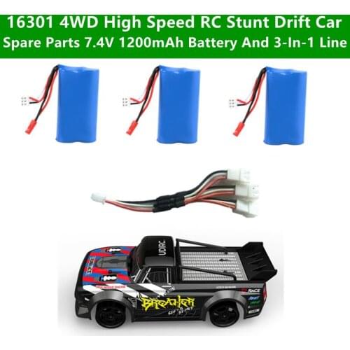 16301 4WD 40KM/H Electric Stability System(ESP) RC Car Spare Parts 7.4V 1200mAh Battery Add 3-In-1 Cable FOr 16301 RC Drift Car