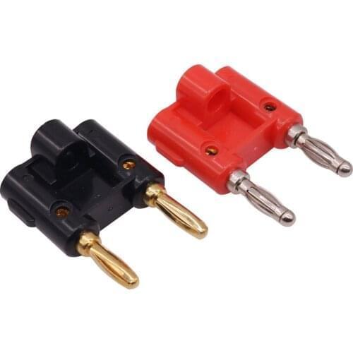 2 Pcs/ Lot Double Row 4mm Banana Plug Connector 4mm Speaker Plug Adapter Two-position Audio Plug Lantern Cross Plug Connector