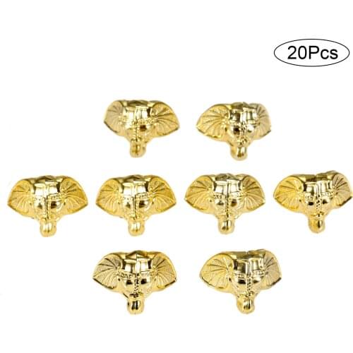 20pcs Gold Plastic Elephant Jewelry Chest Box Wood Case Decorative Protection Feet Leg Edge Cover Corner Protector Guard 28*23mm