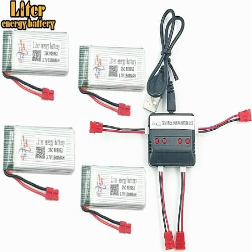 3.7V 1500mah 903052 X5HC X5HW Battery Spare Parts Li-Battery For X5HC X5HW with 4in1 Balance Charger