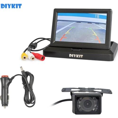 DIYKIT 5 Inch Rear View Monitor Car Monitor Waterproof IR Night Vision Rear View Car Camera Parking System Kit