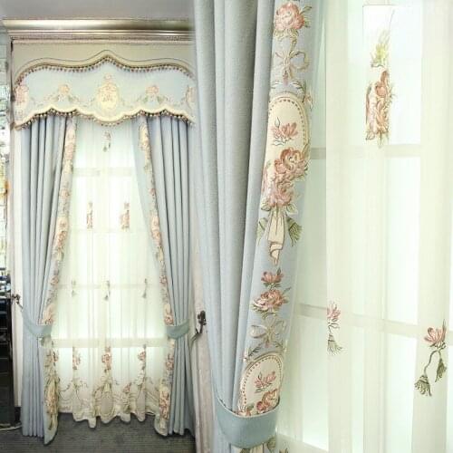 AS European Style Cashmere Cloth Embroidered Sunshade French Fine Modern Villa Included Curtains for Living Dining Room Bedroom