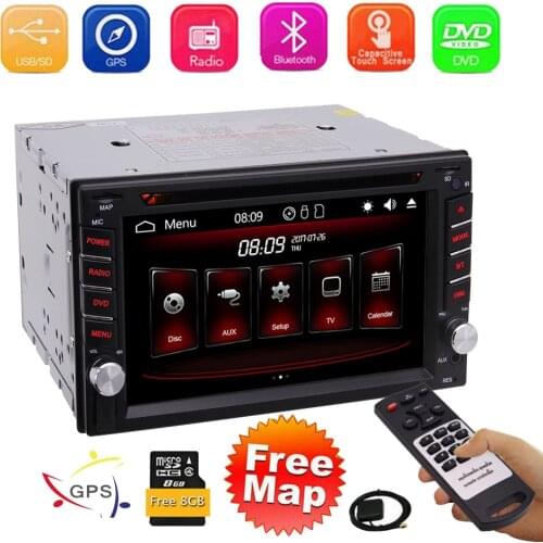 6.2" HD Double 2 DIN in Dash Car DVD Stereo GPS Navigation Head Unit Bluetooth Radio FM AM Touchscreen USB SD Reverse Camera Map