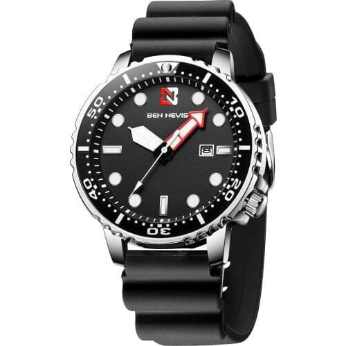 Ben Nevis Mens Watches Fashion Analog Quartz Watch With Date Military Watch Waterproof Silicone Rubber Strap Wristwatch For Man