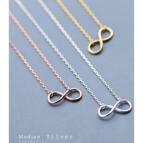 Modian Authentic 925 Sterling Silver Infinite Love Neckalce for Women Rose Gold Color Gold ColorStatement Jewelry Bijoux