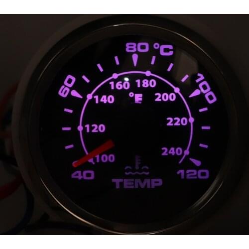 7 Colors Backlight Water Temperature Gauge 52mm Water Temp Meter 40~120 Celsius 3/8 NPT Sensor For Marine Boat Car Indicator