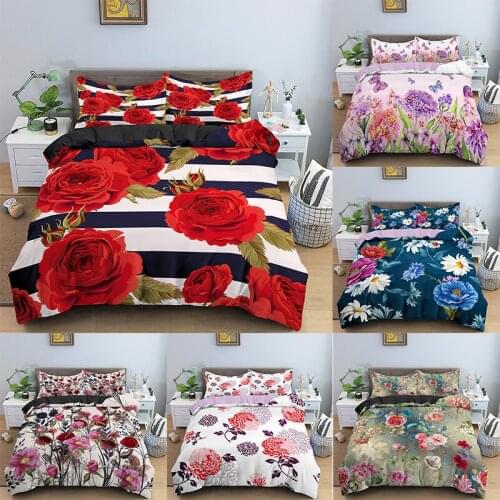 Rose Butterfly Bedding Set Luxury Duvet Cover Pillowcase Set Queen King Size Comforter Cover Bedclothes