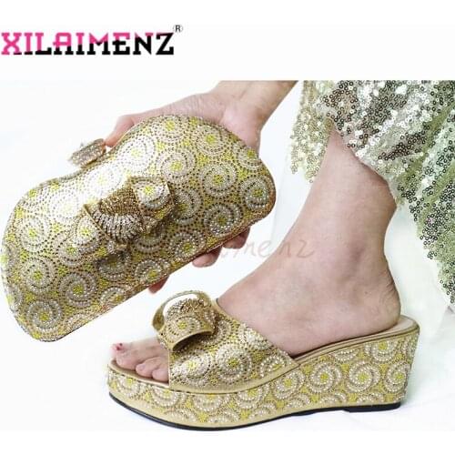 Fashion 2020 New Design African Matching Ldy Shoes and Bag Set In Heels Matching Shoes and Bag Set for Italian Wedding Party