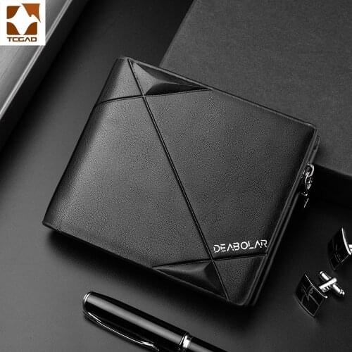 Mens leather wallet short With Zipper Coin Pocket Vintage stripe Male Short Money Purse hombre Card Holder New men wallets 2021