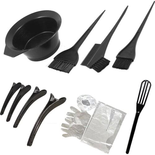 12pcs DIY Hair Dye Coloring Kit Hair Tinting Bowl Dye Brush Gloves Hairpins Hair Coloring Cape Disposable Shower Cap Comb