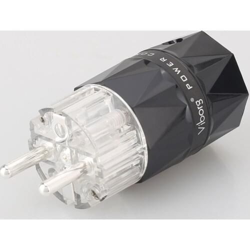 New Viborg VE503S Pure Copper Silver Plated EU Plug Type Schuko Power Plug Hifi Connectors VIborg Pure Copper connector