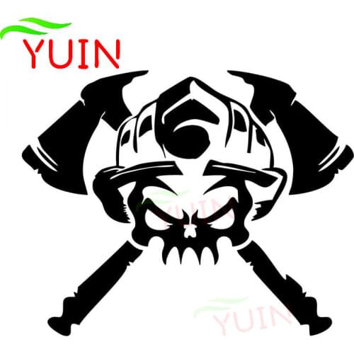 Personalized Firefighter Skull Fashion Car Sticker Personality PVC Bumper Window Decoration Cover Scratch Waterproof Decal