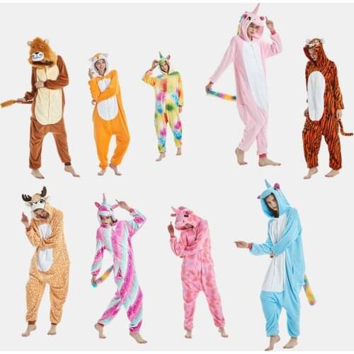 4-20 Years Teenage Pajama Sets Animal Cute Pajamas Unicorn Anime Sleepwear Kigurumi Adults Pyjamas Family Clothes Onesie Pijamas