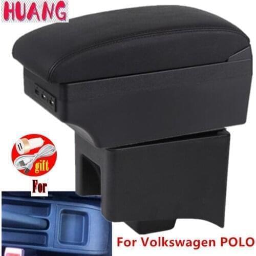 For Volkswagen POLO Armrest For VW POLO Car Armrest box Retrofit parts Storage box car accessories Interior with USB LED