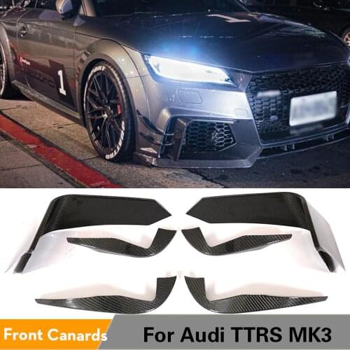 Carbon Fiber Front Bumper Splitters for Audi TTRS MK3 2016 2017 2018 Car Front Bumper Air Vent Fender Fins Vents Canards Splitte