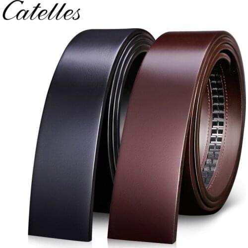 Catelles No Buckle 3.5cm Wide Real Genuine Leather Belt Without Automatic Buckle Strap Male Designer Belts Leather Belt Men 6045