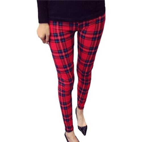 YSDNCHI Sexy Trousers Elastic Push Up Leggings Fitness Leggins Plaid Printed Summer Ethnic Gym Sporting High Waist Pants