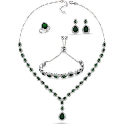 Silverlina Silver Zircon Stone Drop Watercourse Set