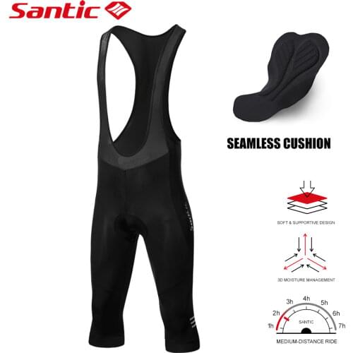 Santic Cycling Bib Pants Summer MTB Road Bike Cropped Tights Breathable Reflective Mountain Bicycle Bib Sports Shorts Asian Size