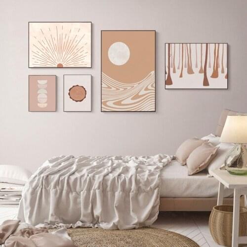 Sun and Moon Annual Ring Scene Landscape Wall Art Canvas Painting Posters and Prints Modern Picture Modern Home Bedroom Decor