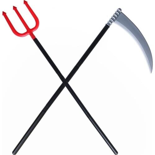 Halloween supplies plastic weapons death scythe performance props childrens toys devil Trident