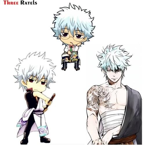 Three Ratels FC877 chibi sakata gintoki gintama Silver Soul Anime car windshield sticker laptop decal