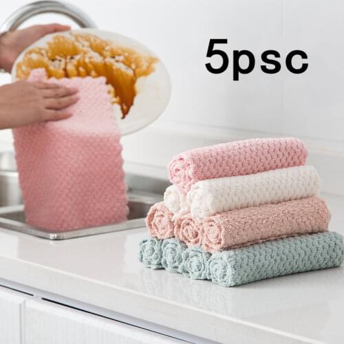 Micro Fiber Cleaning Cloth Water Absorption Kitchen Rags Non-Stick Oil Dish Washing Kitchen Towel Household Cleaning Wiping Tool