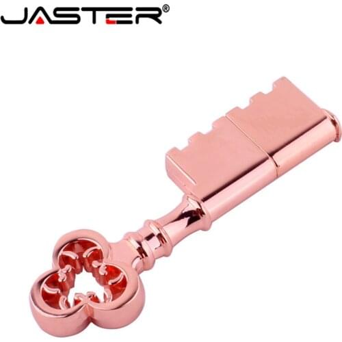 JASTER metal rose gold USB Flash Drive USB stick Key Genuine golden pendrive 4gb 8gb 16gb 32gb 64GB Thumb Stick memory stick