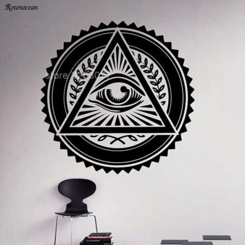 Illuminati Sign Wall Decals Vinyl Adhesive Stickers Religious Culture All Seeing Eye Home Decor For Living Room Housewares LR01
