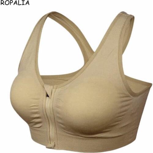 Womens Bras Front Zipper Sports Breathable Wirefree Padded Push Up Sports Bras Fitness Gym Workout Bra Sports Bra Tops