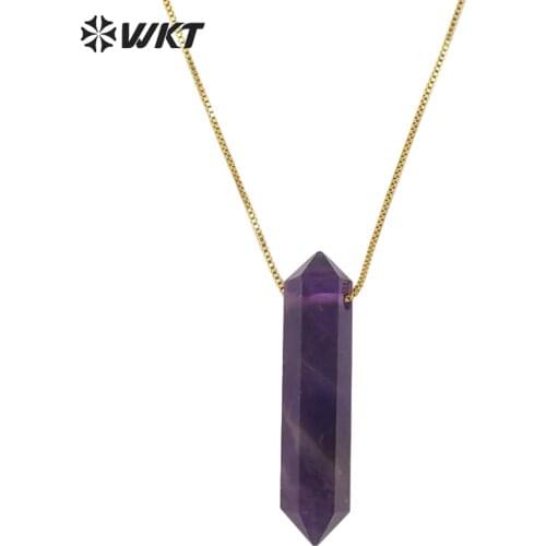 WT-N1306 New Fashion gold Adjustable chain thread simple Elegant Rose quartz point necklace natural double point quartz necklace