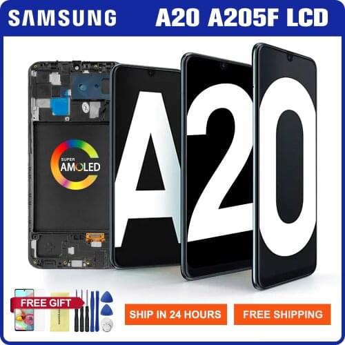 6.4'' Super Amoled Lcd For Samsung Galaxy A20 Lcd Display Touch Screen Digitizer Part For Samsung A205 A205F A205GN