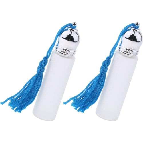 2 Pcs Empty Glass Perfume Roller Ball Bottles Frosted Case with Tassel Cover